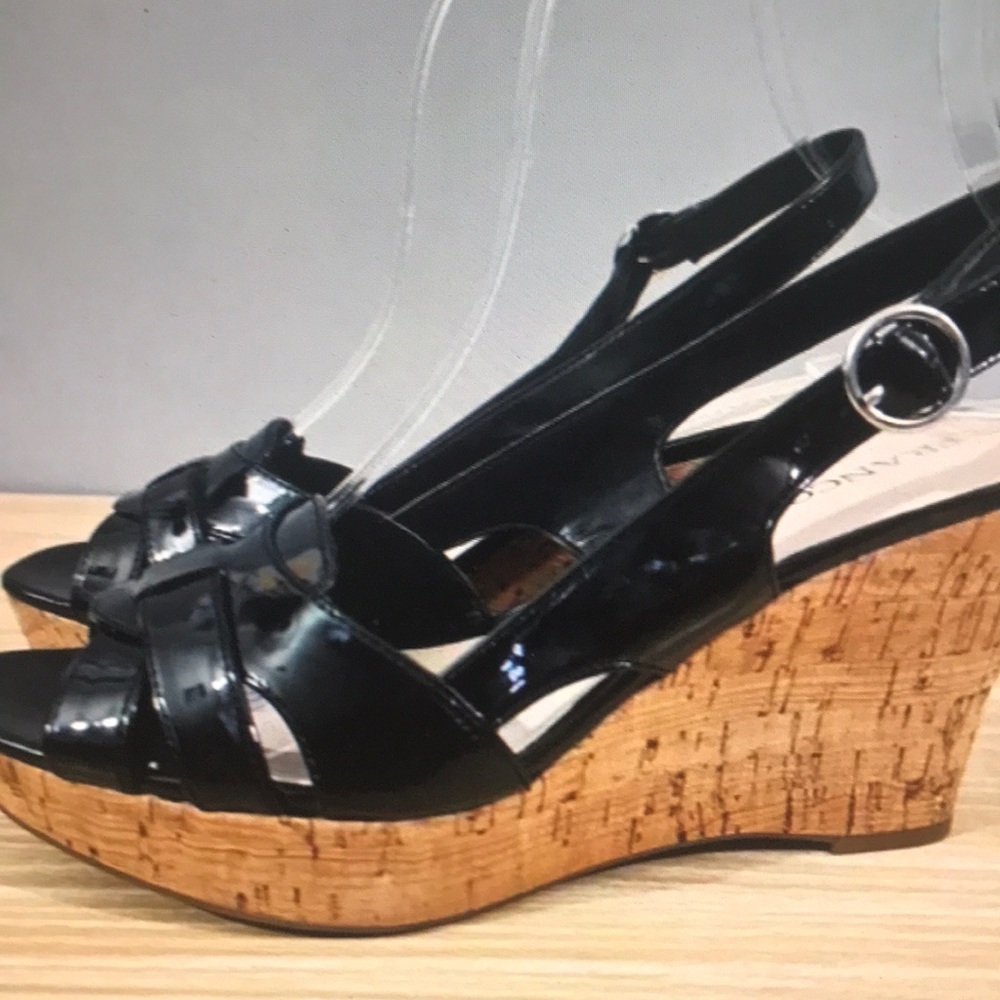 Franco sarto Casey wedge women’s platform cork black size 7